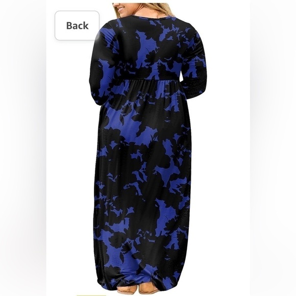 Plus Size Maxi Dress Long Sleeve Empire Waist Size 3X Royal Blue And Bl… - Picture 2 of 9